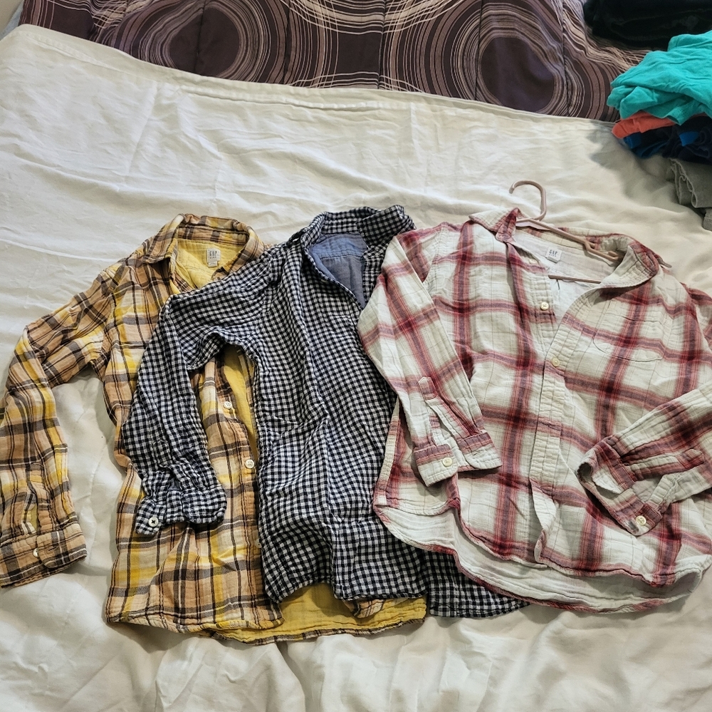 Gap Kids Plaid Button-Up Shirts - Set of Three